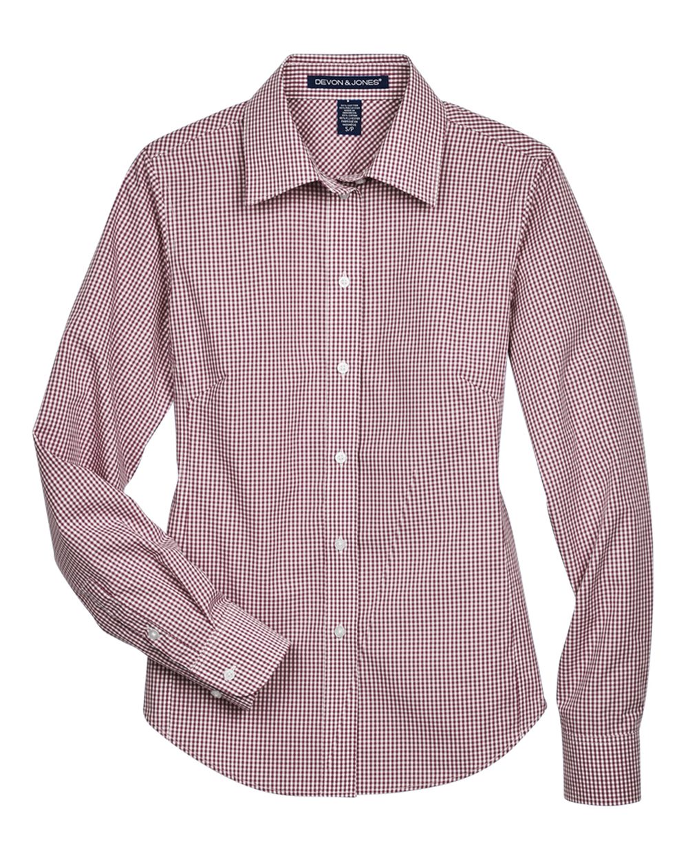 Devon & Jones Women's Crown Collection® Gingham Check Woven Dress Shirt - Burgundy