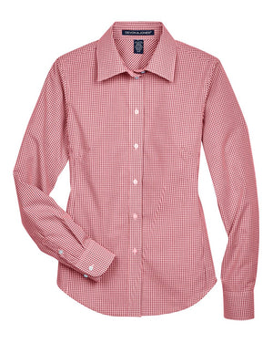 Devon & Jones Women's Crown Collection® Gingham Check Woven Dress Shirt - Red