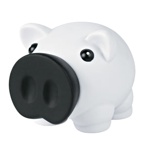 Mini Prosperous Piggy Bank - White With Black