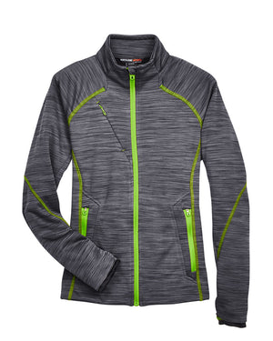 Ladies' North End Flux Mélange Bonded Fleece Jacket - AC78697 - Carbon with Acid Green