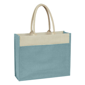 Jute Tote Bag - Light Blue With Natural