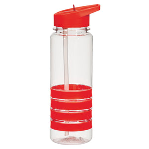 24 Oz. Tritan™ Banded Gripper Bottle With Straw - Clear With Red