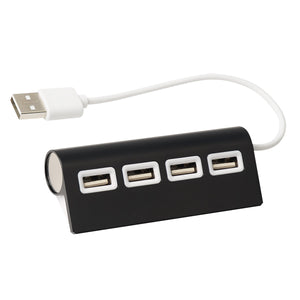 4-Port Aluminum Wave USB Hub - Black