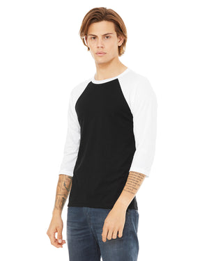 Bella + Canvas Unisex Three-Quarter Sleeve Baseball T-Shirt