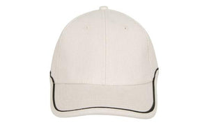 Stone/Black 6 Panel BHC Cap with Piping On Crown-Peak