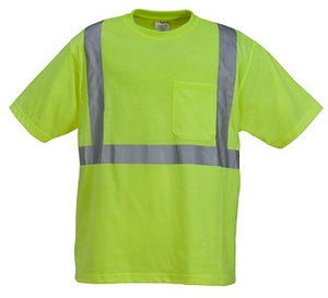 High Visibility Poly-Cotton Jersey T-Shirt with Pocket - CM5022 - Safety Green