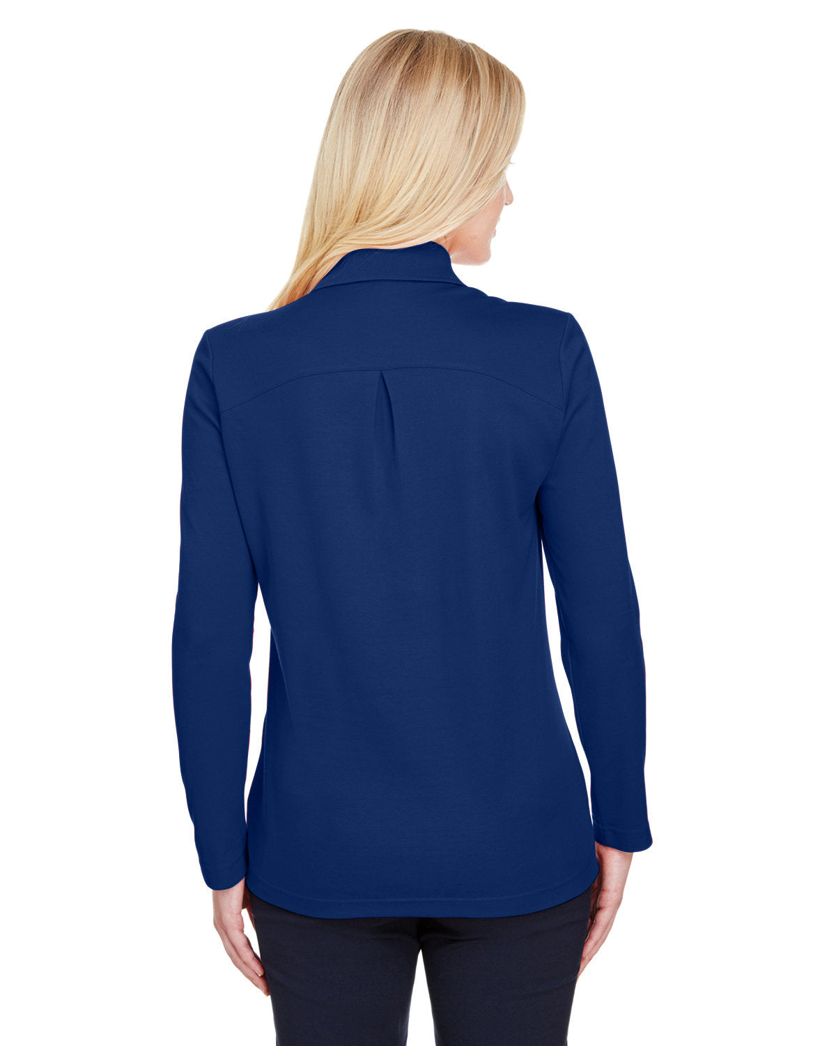 Devon & Jones CrownLux Performance® Ladies' Plaited Long Sleeve Polo - Back