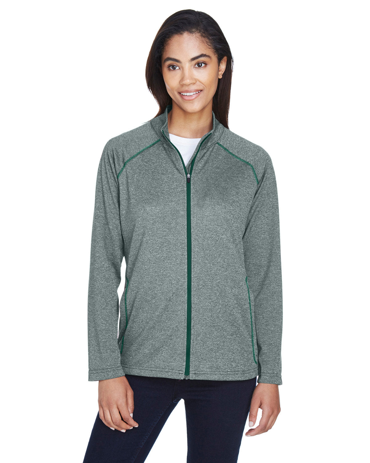 Devon & Jones Ladies' Stretch Tech-Shell® Compass Full-Zip - Forest Heather