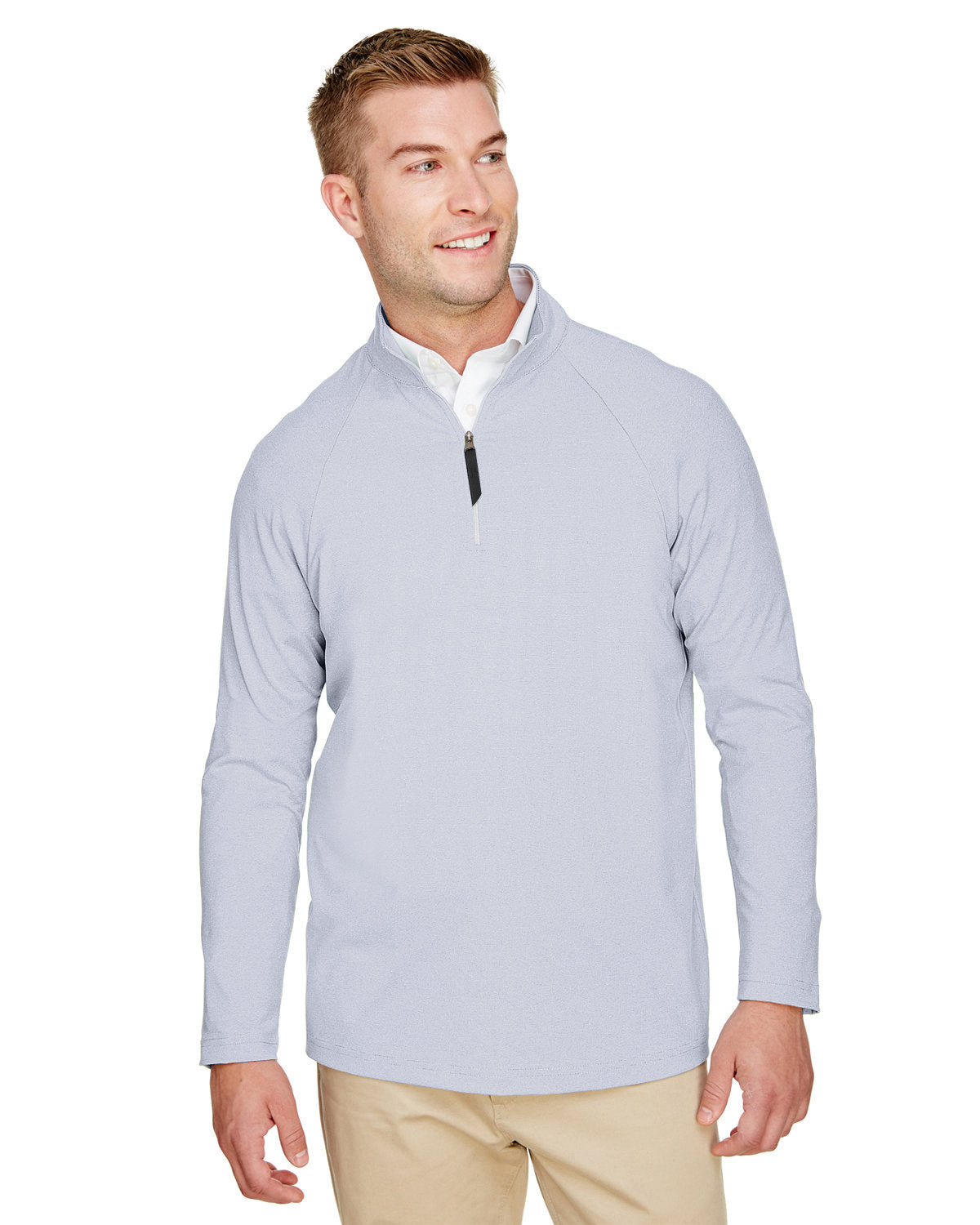 Devon & Jones CrownLux Performance® Men's Clubhouse Micro-Stripe Quarter-Zip - Zip