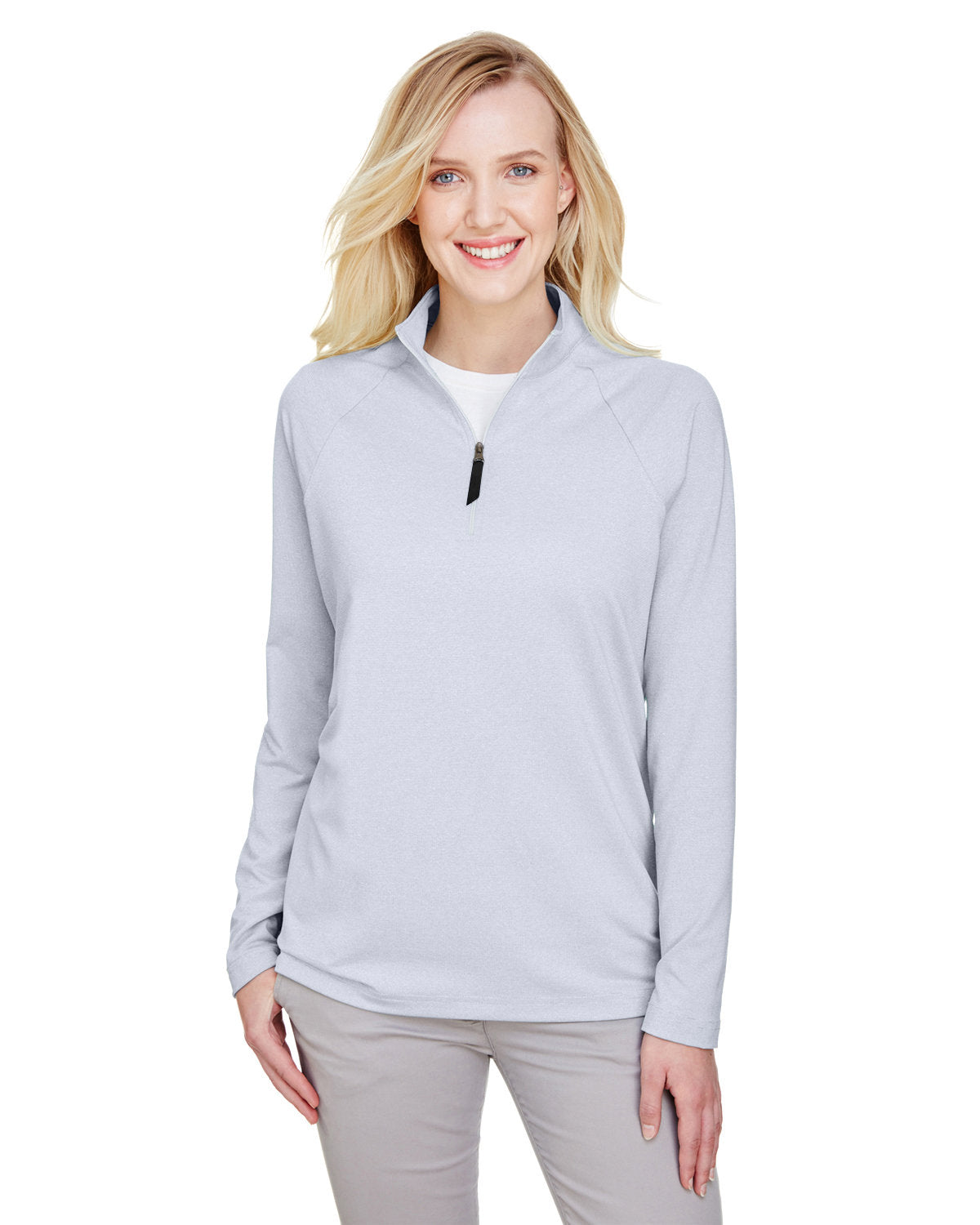 Devon & Jones CrownLux Performance® Ladies' Clubhouse Micro-Stripe Quarter-Zip - Navy