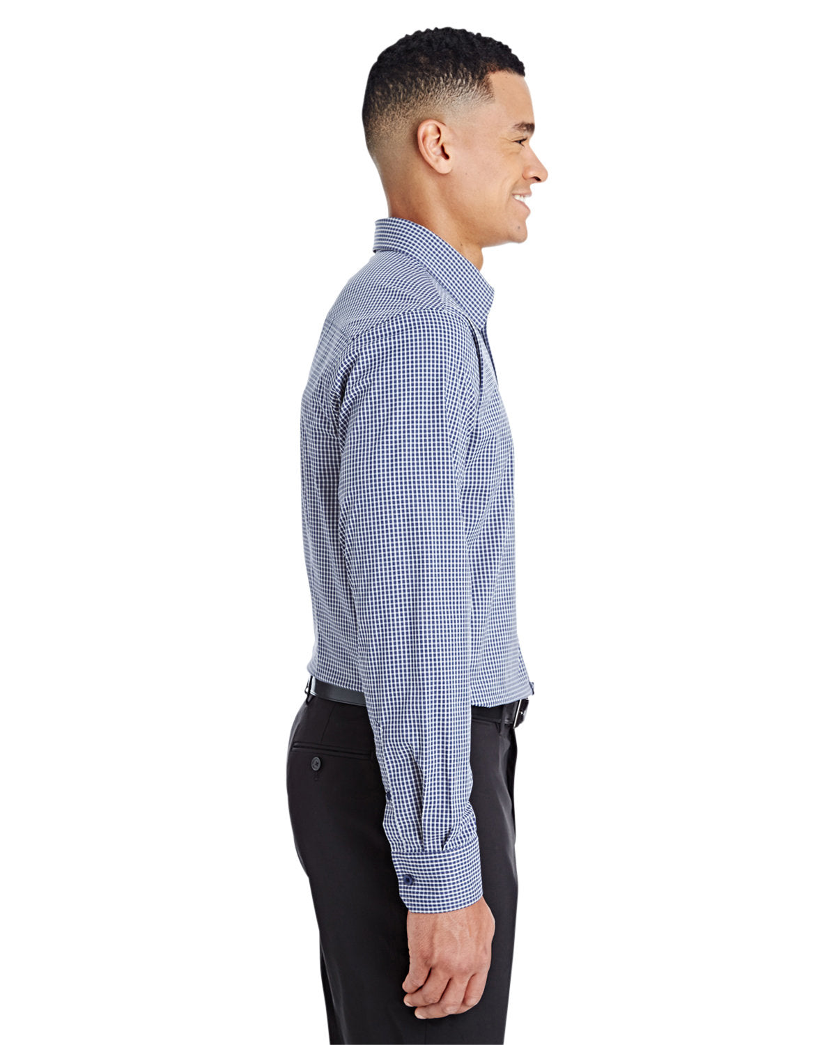 Devon & Jones CrownLux Performance® Men's Tonal Mini Check Woven Shirt - Side