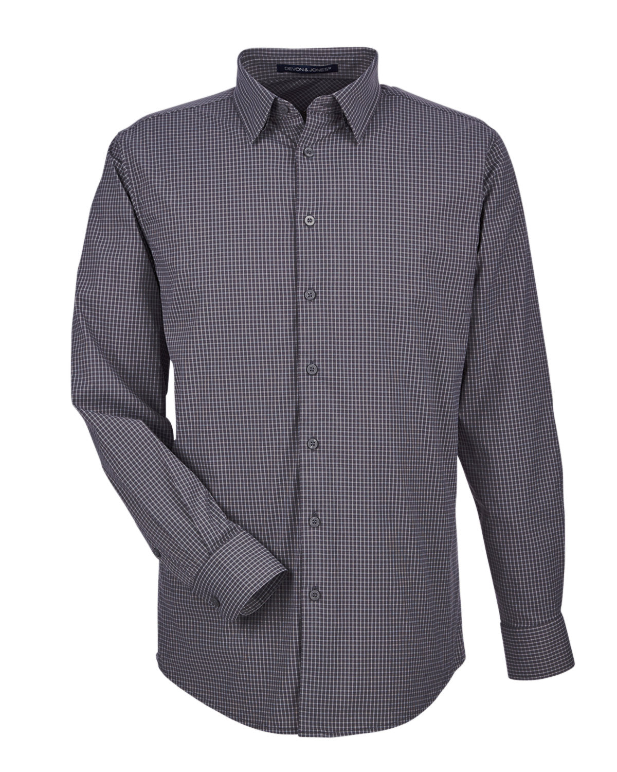 Devon & Jones CrownLux Performance® Men's Tonal Mini Check Woven Shirt - Carbon