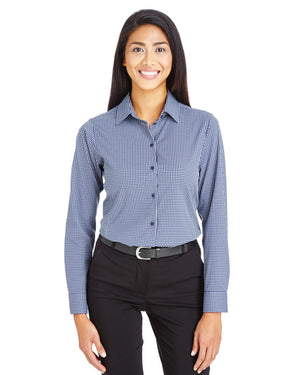 Devon & Jones CrownLux Performance® Ladies' Tonal Mini Check Woven Shirt - Front
