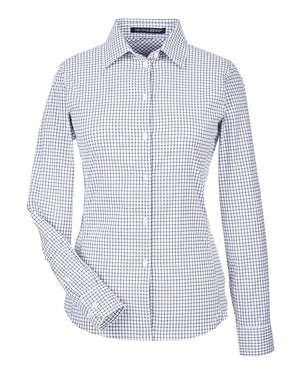 Devon & Jones CrownLux Performance® Ladies' Micro Windowpane Woven Shirt - Navy/ White