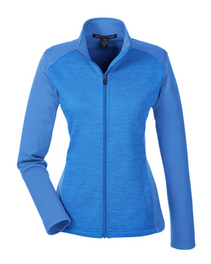 Devon & Jones Ladies' Newbury Colorblock Mélange Fleece Full-Zip - French Blue/ French Blue Heather