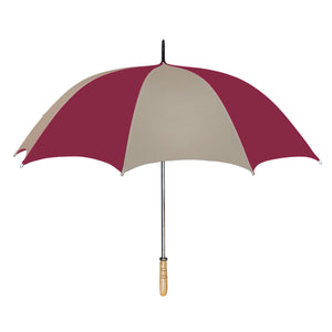 60" Arc Golf Umbrella - Khaki With Maroon