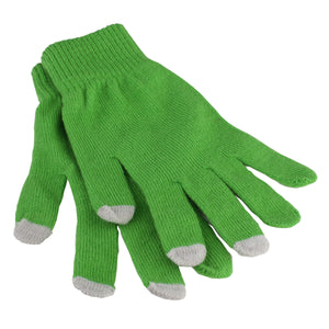 Touch Screen Gloves In Pouch - Lime With Gray