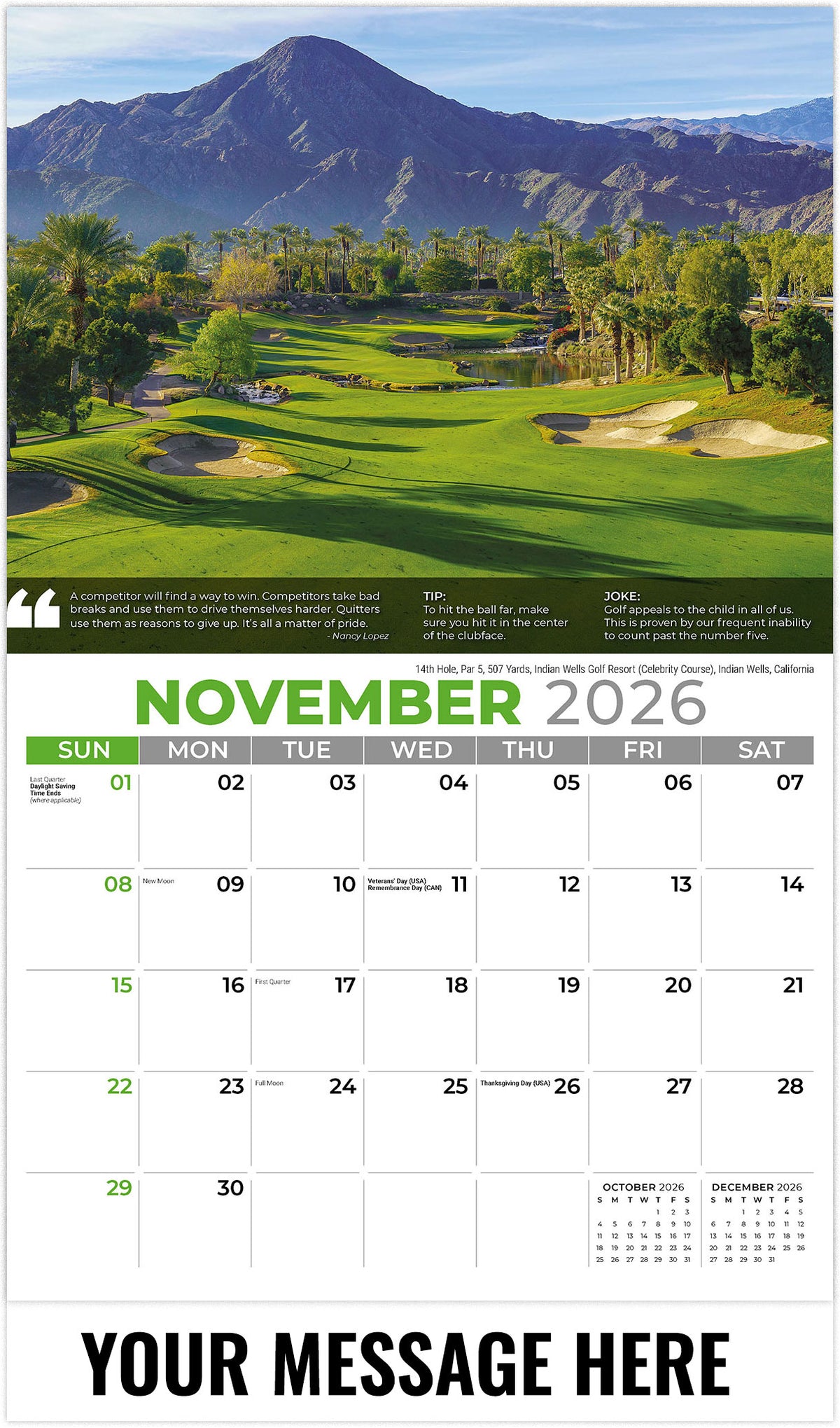 Golf Tips - 2026 Promotional Calendar