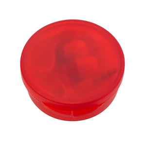 Earbuds In Round Plastic Case - Red