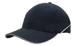 6 Panel BHC Cap Sandwich & Crown Piping - Custom Embroidered - HP_4103 - Navy with White