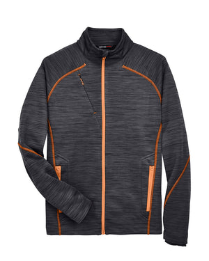 Men's North End Flux Mélange Bonded Fleece Jacket - AC88697 - Carbon with Orange Soda