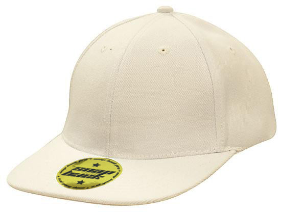 6 Panel American Twill Flat Peak Cap - Custom Embroidered - White