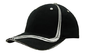 6 Panel BHC Cap Sand & Embroidered Lines - Custom Embroidered - HP_4099 - Black with White