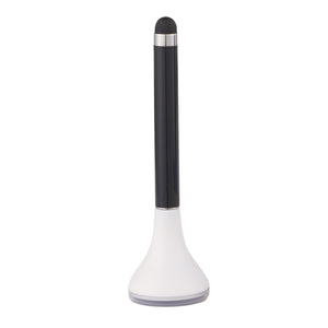 Stylus Pen Stand With Screen Cleaner - White With Black