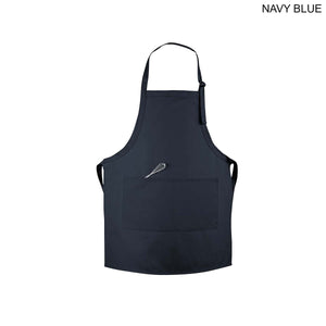 Twill Bib Apron with 2 Pockets - Navy Blue