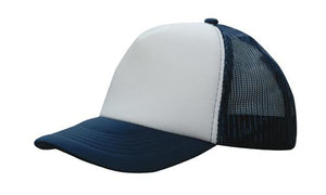 Low-profile Trucker's Mesh Cap - HP_5003 - White with Navy