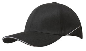 Premium American Twill Cap with Sandwich - Custom Embroidered - HP_4013 - Black with White