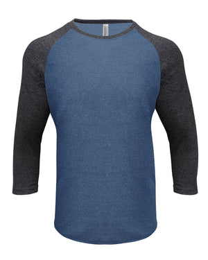 Threadfast Unisex Triblend Three-Quarter Sleeve Raglan