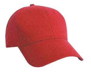 Structured Midweight 100% Cotton Sports Cap - Custom Embroidered - Red