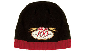 Cable Knit Contrast Beanie - Black/Red