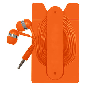 Phone Wallet With Earbuds - Orange