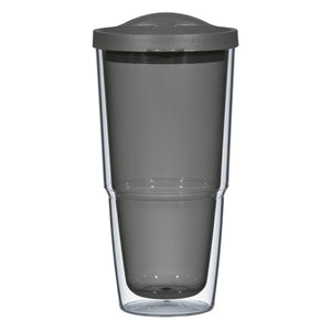 24 Oz. Biggie Tumbler With Lid - Clear With Charcoal