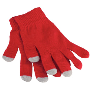 Touch Screen Gloves In Pouch - Red With Gray