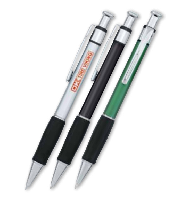 Metallic Click Actoin Ballpoint With Rubber Grip