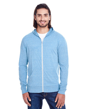 Threadfast Unisex Triblend Full-Zip Light Hoodie