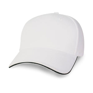 Constructed Mid Weight Brushed Cotton Twill Sandwich Cap - White With Black