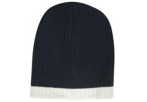 Two Tone Cable Beanie - Custom Embroidered - HP_4195 - Navy with White