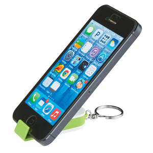 Phone Stand And Screen Cleaner Combo Key Chain - Lime