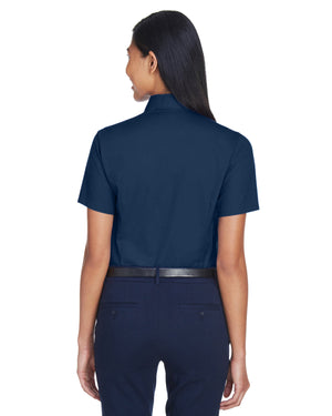 Harriton Ladies' Easy Blend™ Short-Sleeve Twill Shirt with Stain-Release