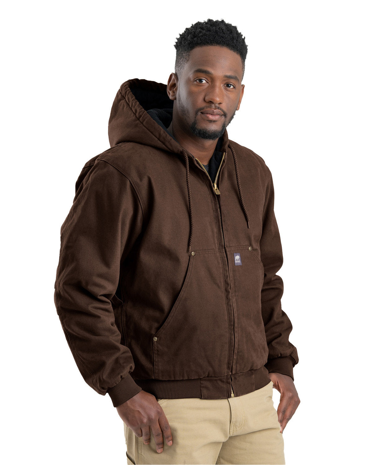Berne Men's Highland Washed Cotton Duck Hooded Jacket - Bark