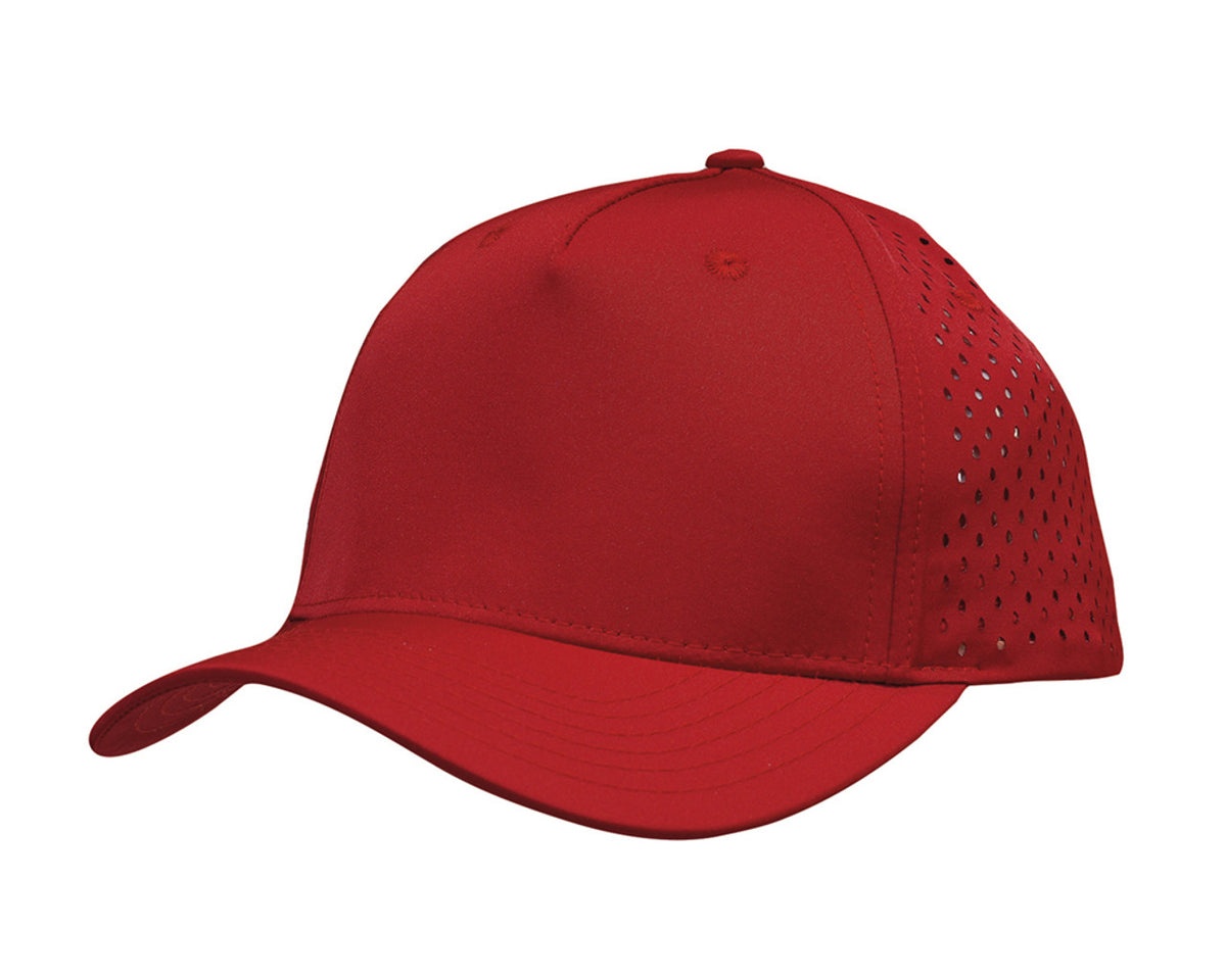5 Panel Premium Pioneer Sports Twill With Tear Drop Perforations - Red