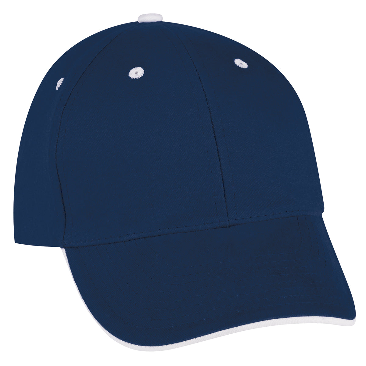 Sandwich Cap - Embroidered - Navy With White