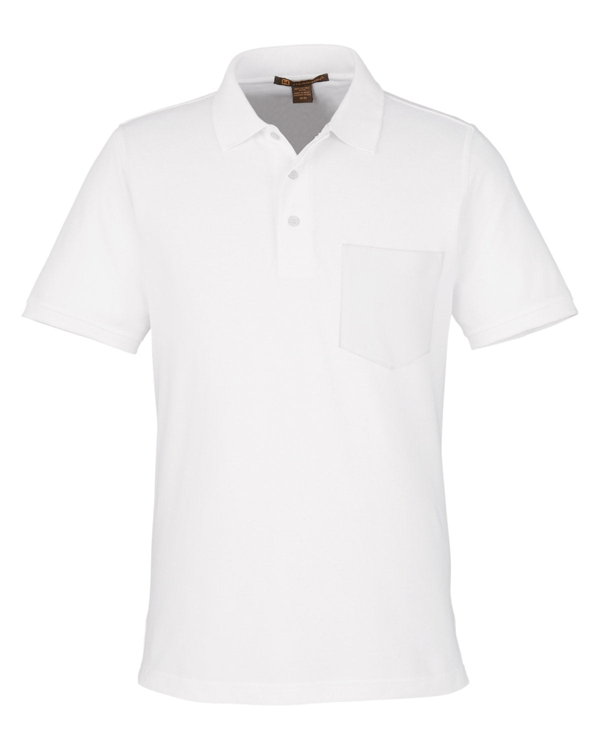 Harriton Men's Valiant Cotton Snag Protect Pocket Polo - White
