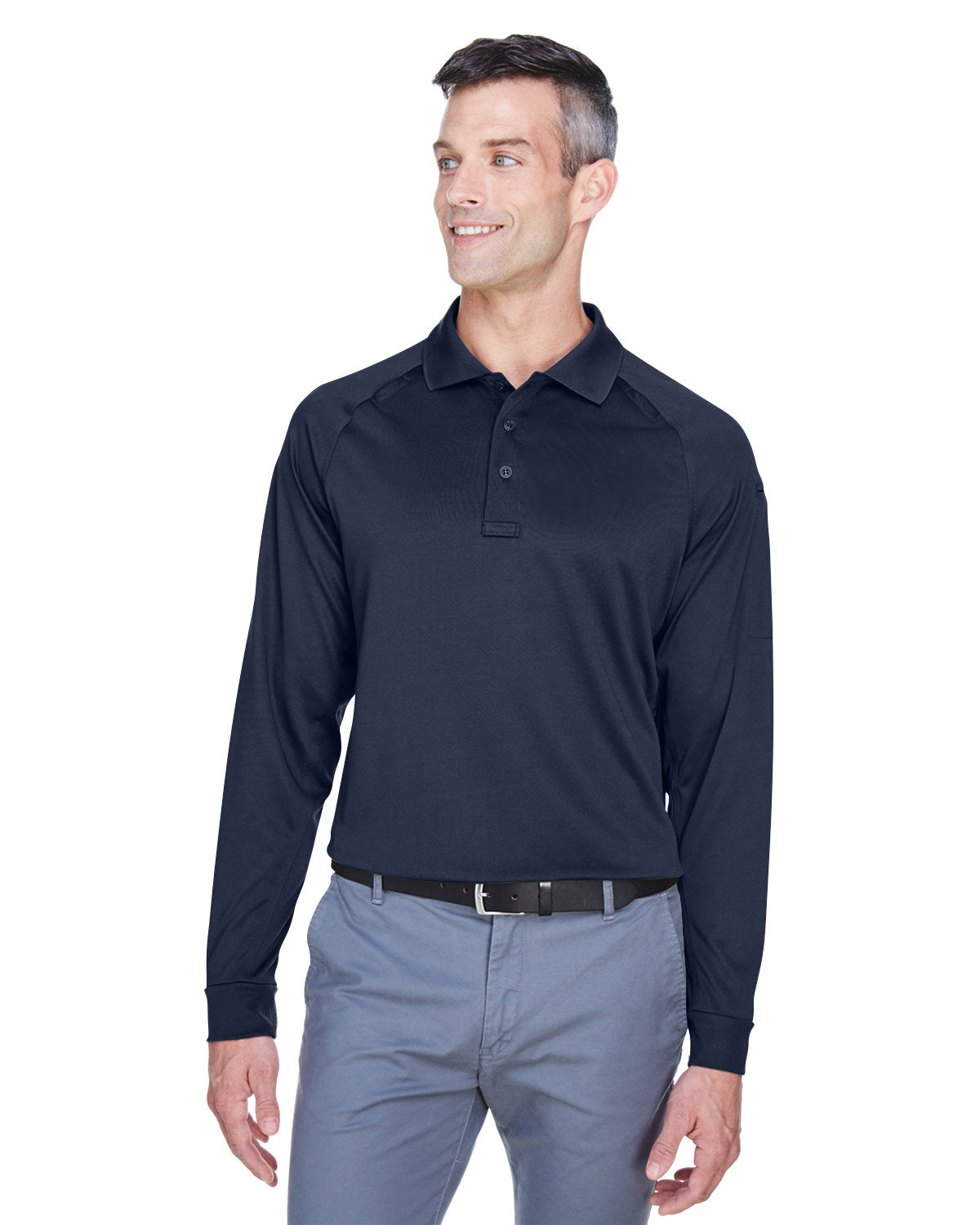 Harriton Men's Advantage Snag Protection Plus Long-Sleeve Tactical Polo - Dark Navy