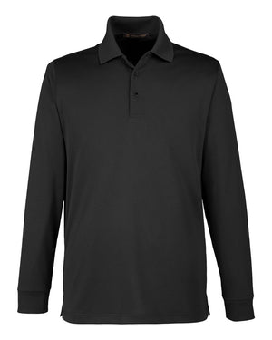 Harriton Men's Tall Advantage Long Sleeve Snag Protection Plus IL Polo - Black