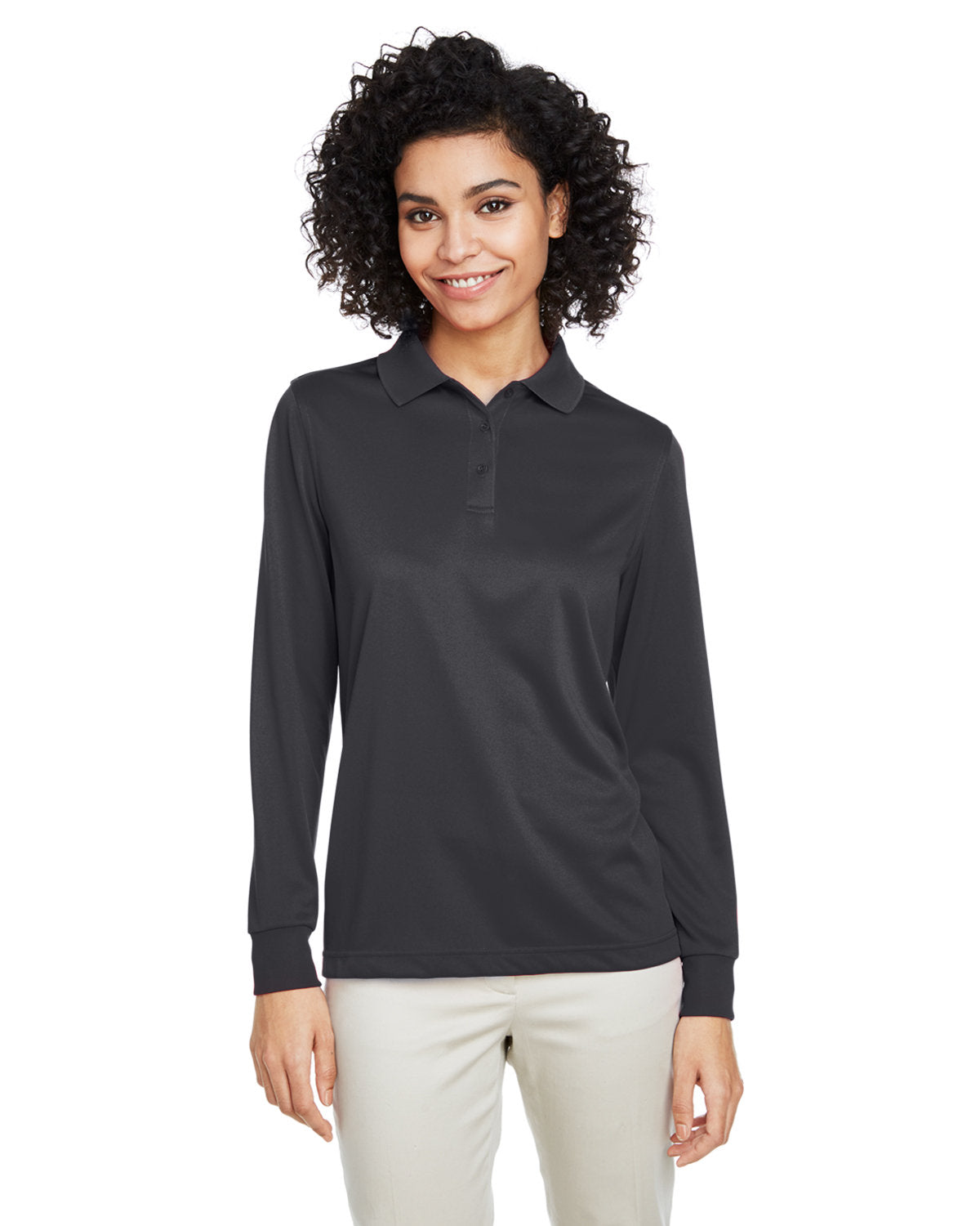 Harriton Ladies' Advantage Snag Protection Plus IL Long Sleeve Polo - Front